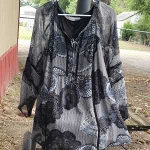 Sheer top with black tank